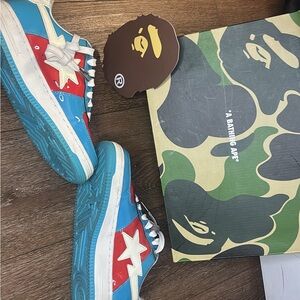 Bape Red and Blue Star Sneakers